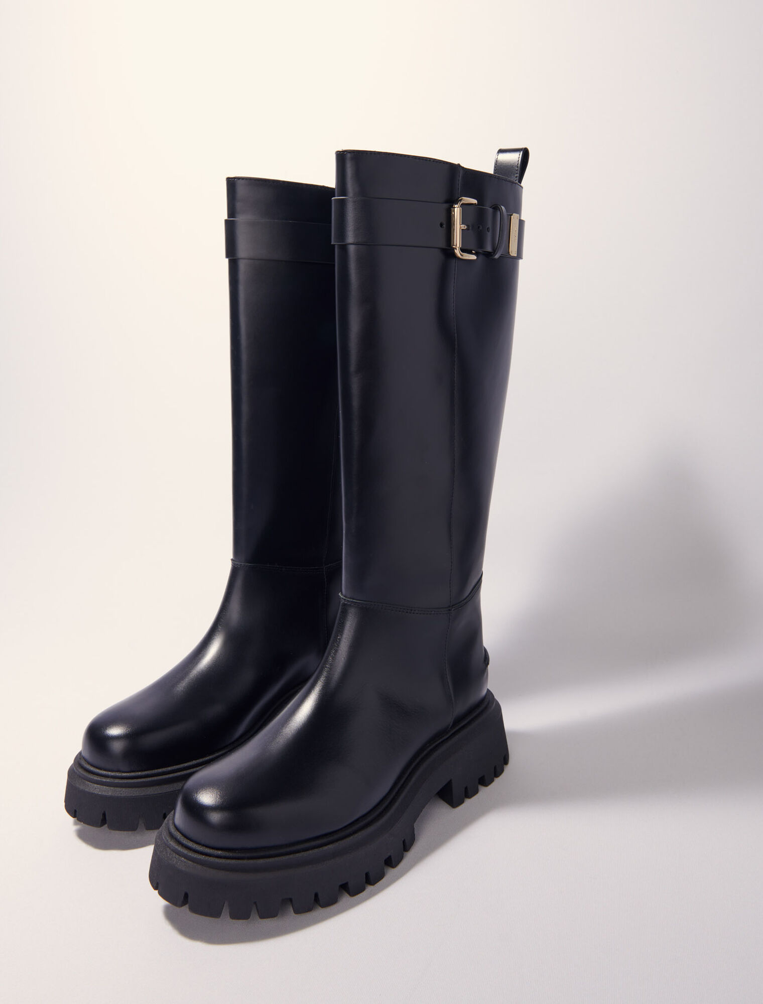 Bottes en cuir à boucle