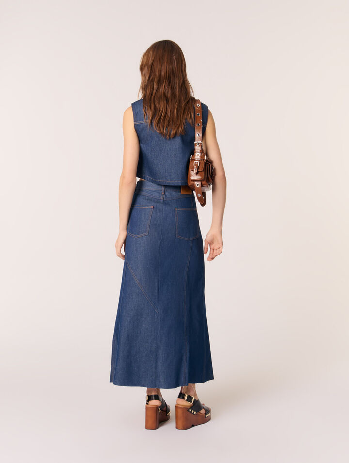 Denim cropped sleeveless jacket