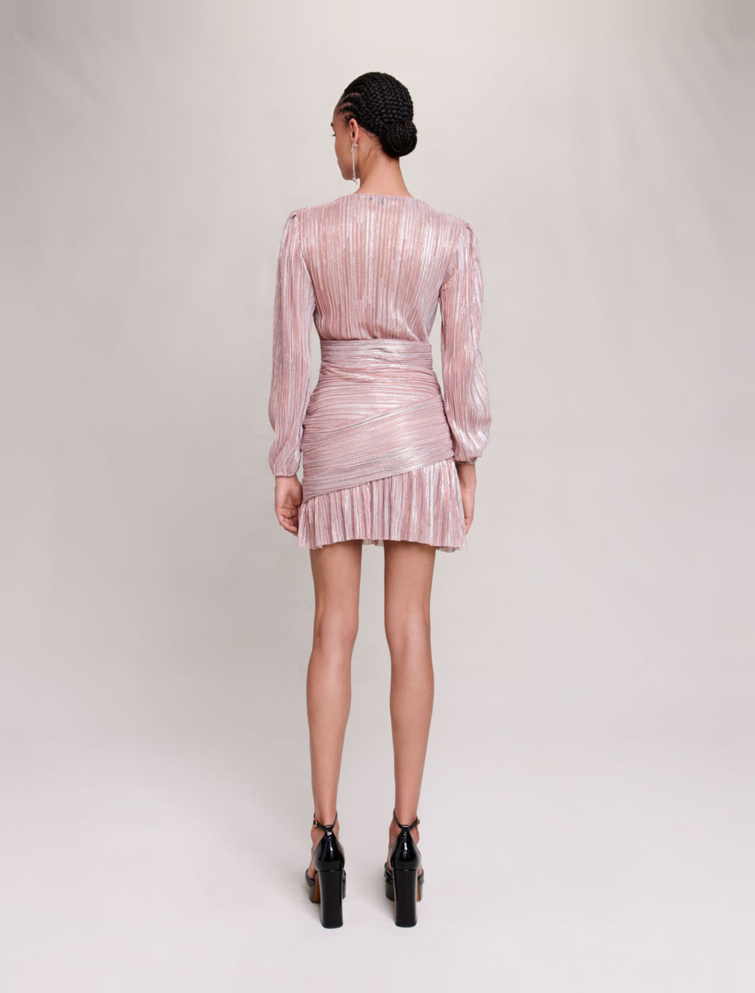 Pleated metallic fibre dress