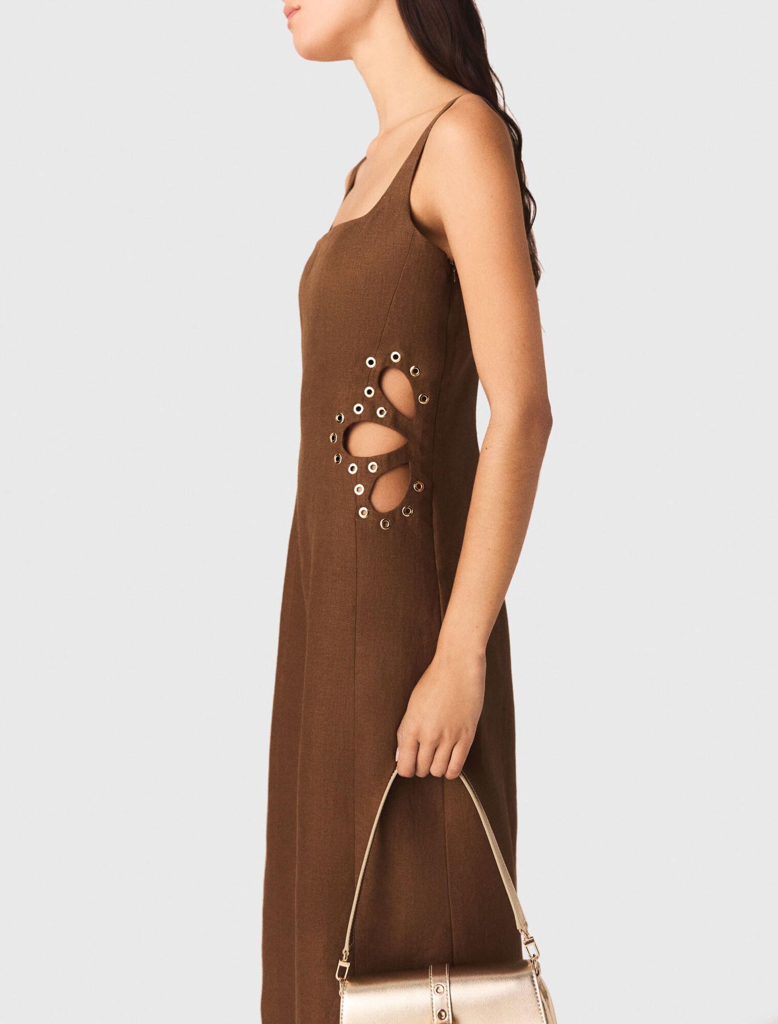 Robe longue en lin m&eacute;lang&eacute;