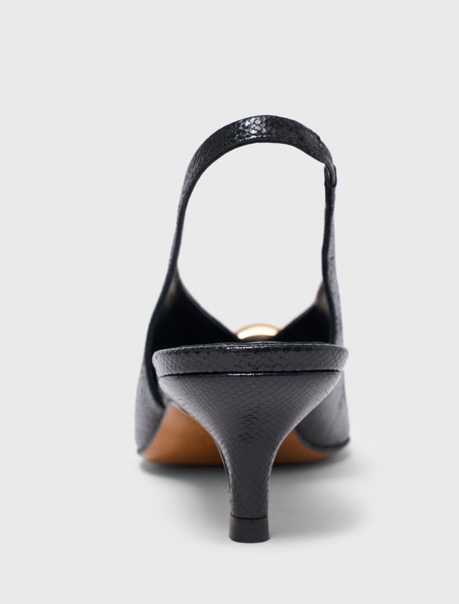 Pointed embossed leather slingbacks