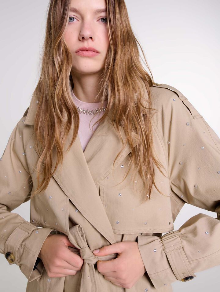 Trench clout&eacute; taille &eacute;lastiqu&eacute;e