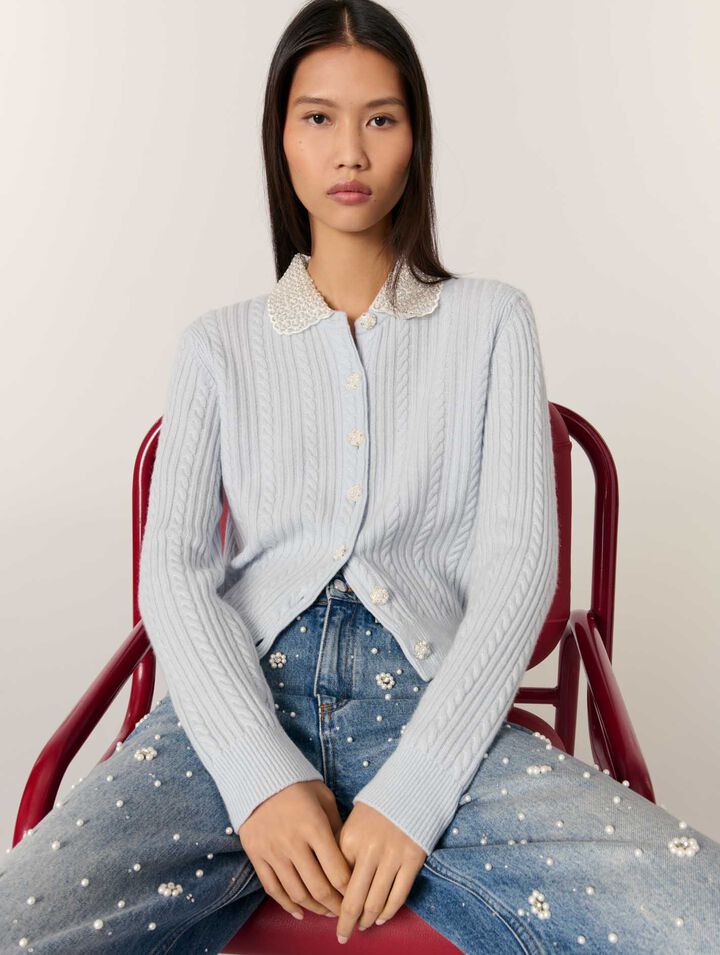 Cardigan à col bijoux