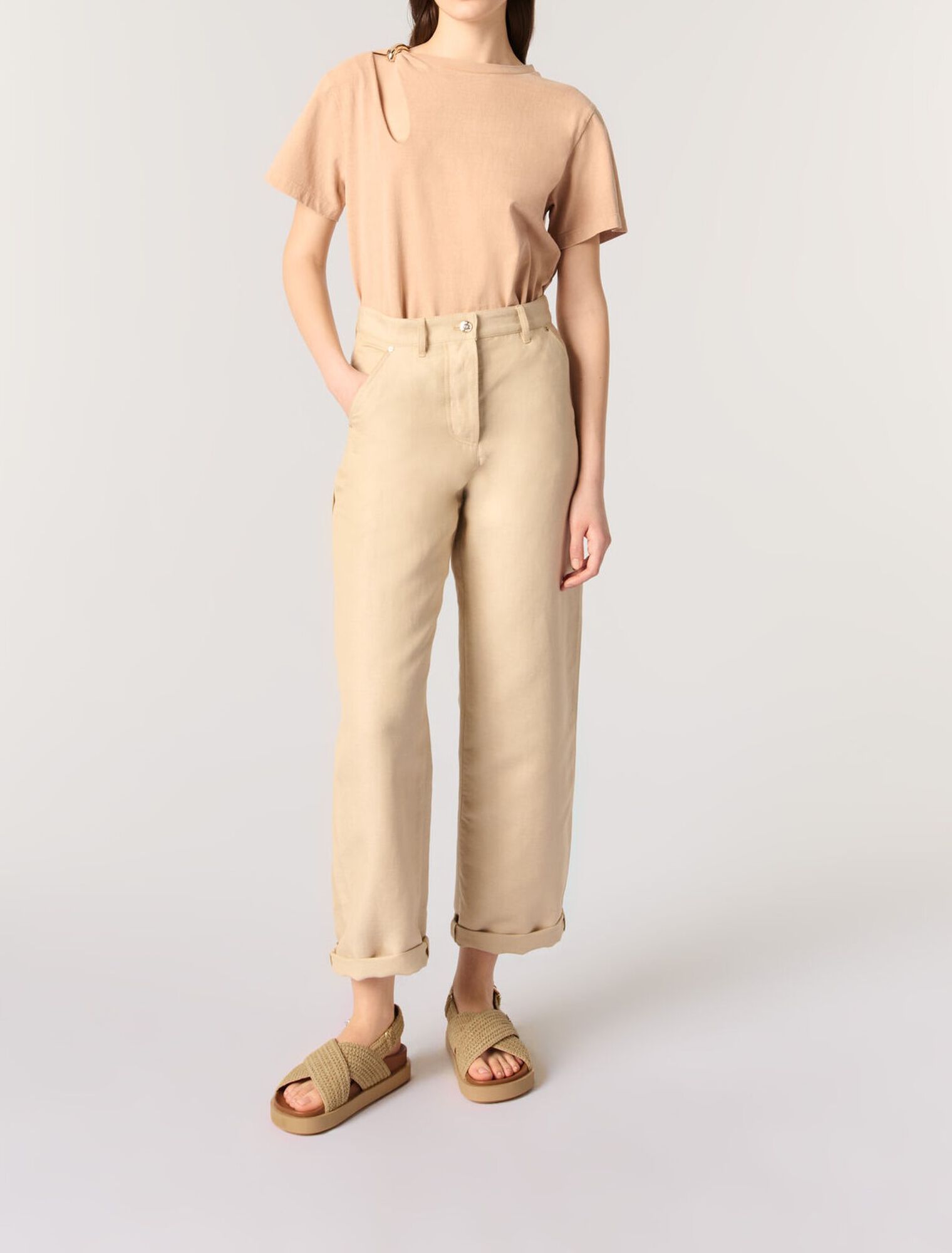 Raffia-effect flat sandals