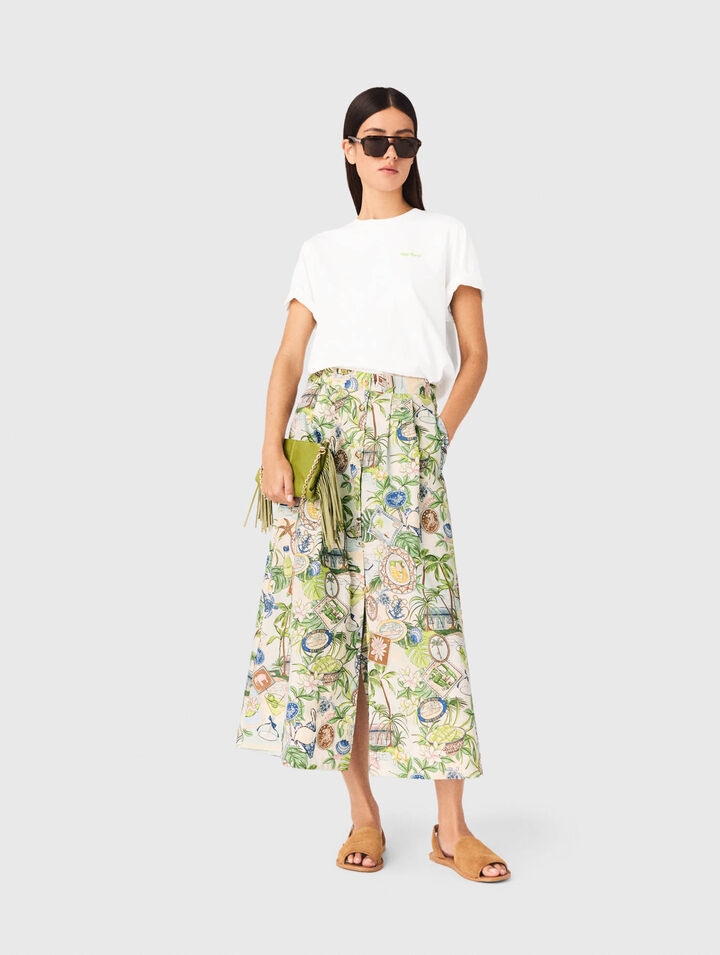 Printed maxi skirt with shorts