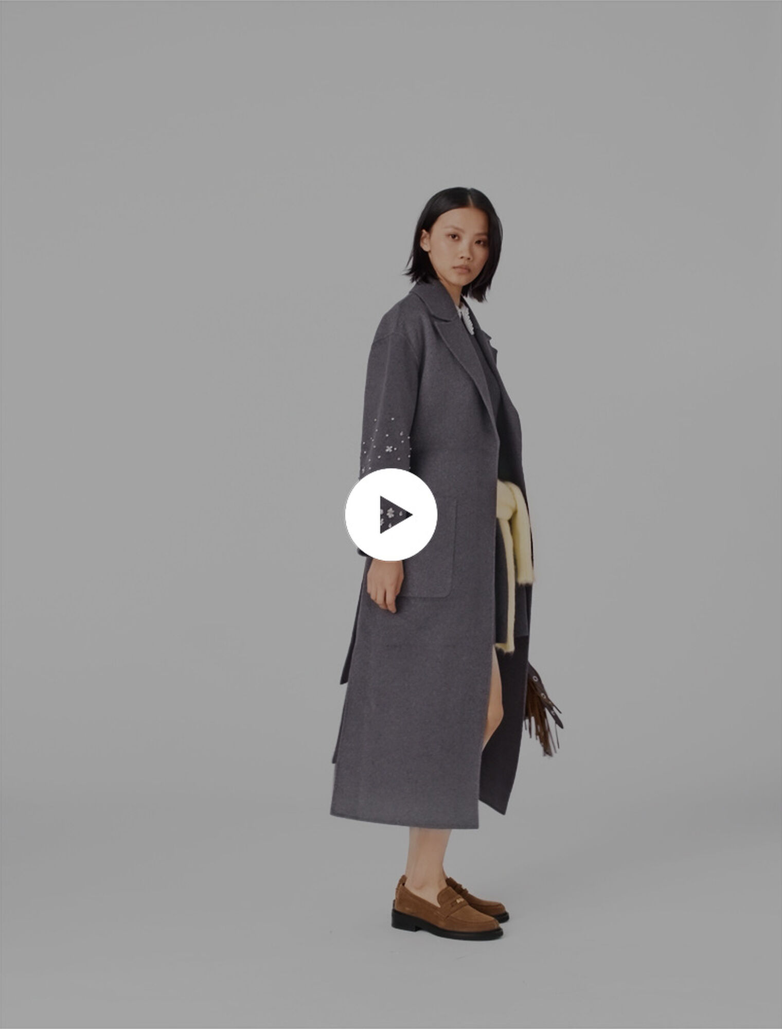 Manteau long double face et strass