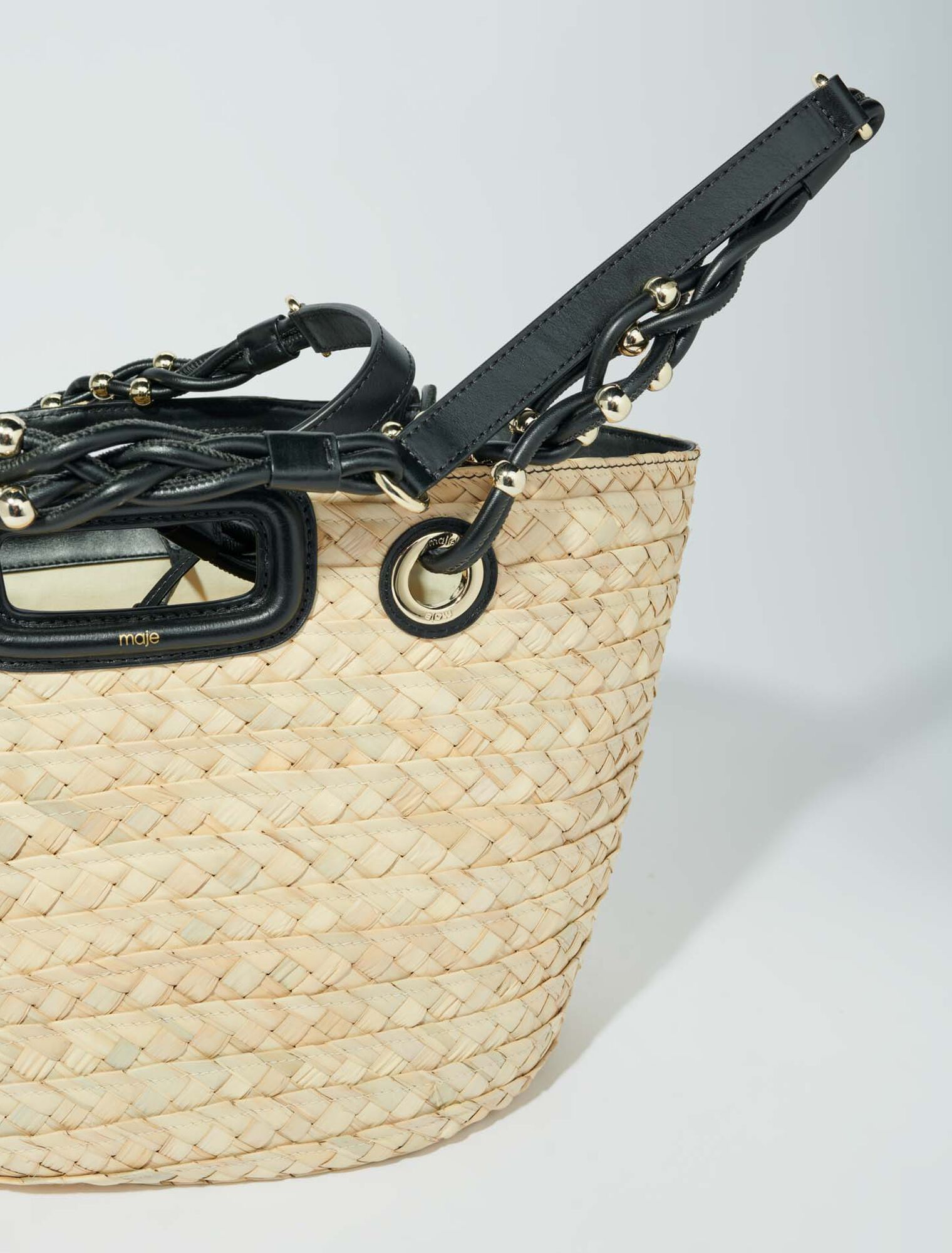 Woven raffia basket bag