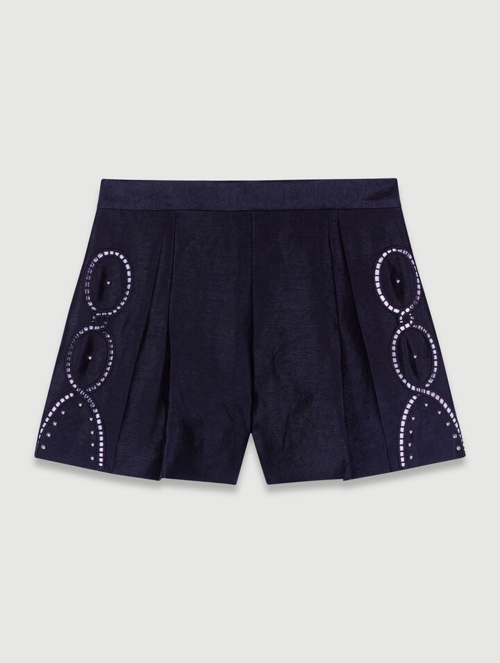 Short en lin ajouré à rivets