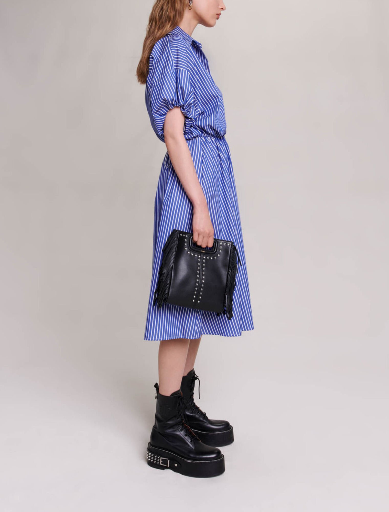 Long striped shirt dress