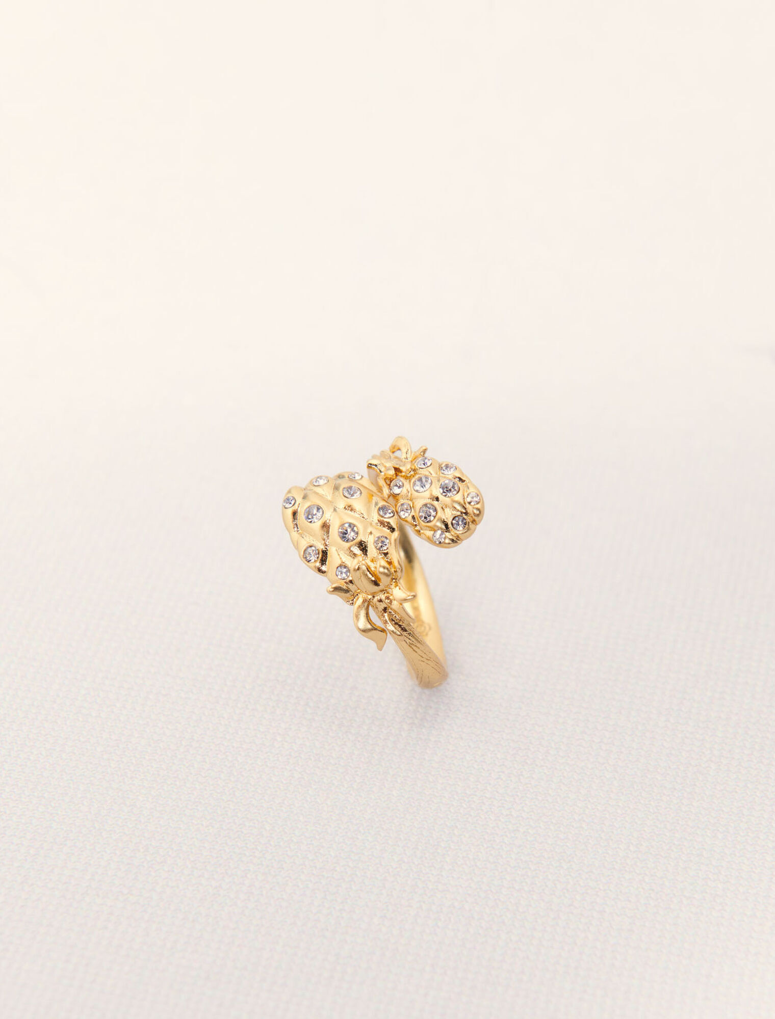 Bague double ananas &agrave; strass