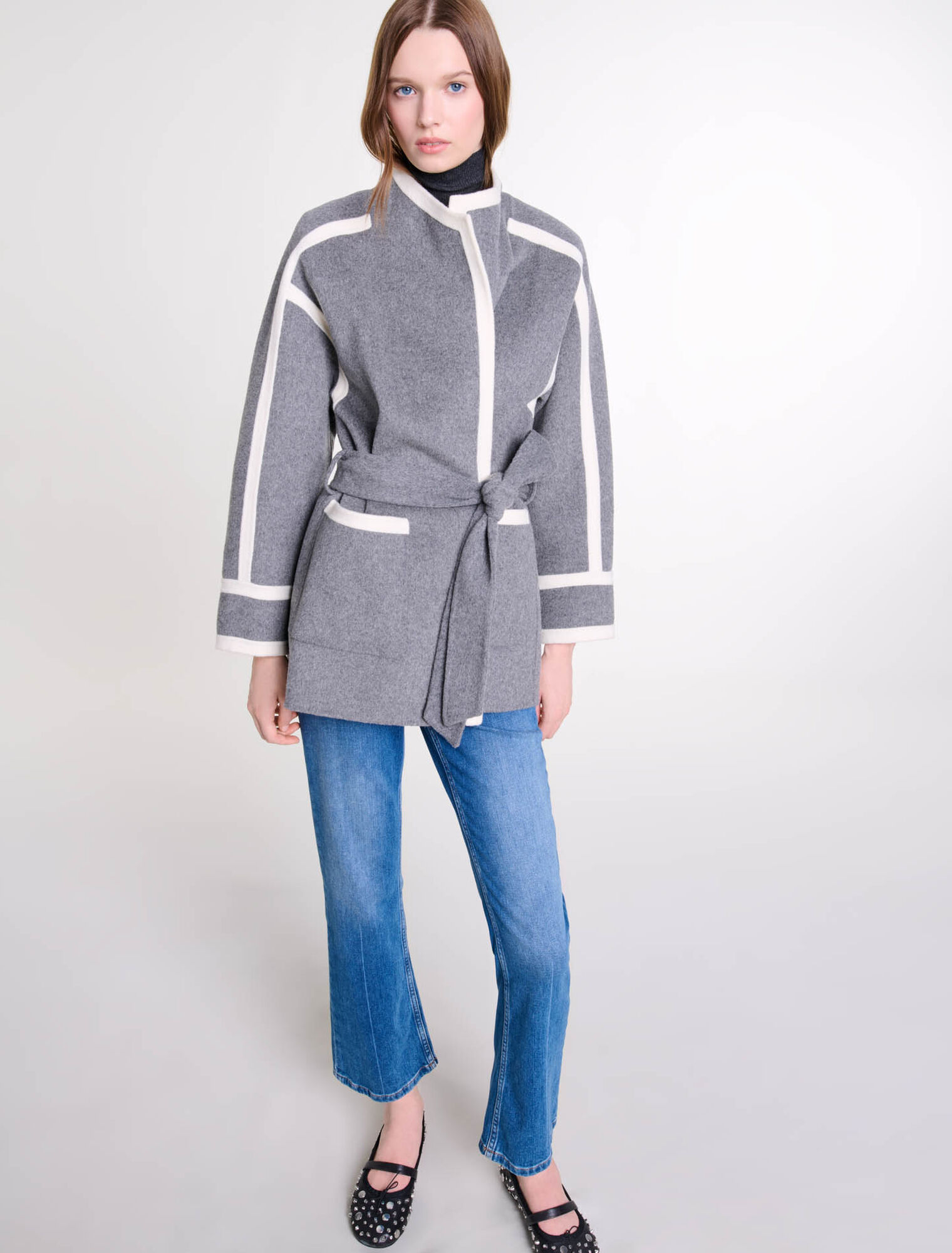 Manteau court bicolore