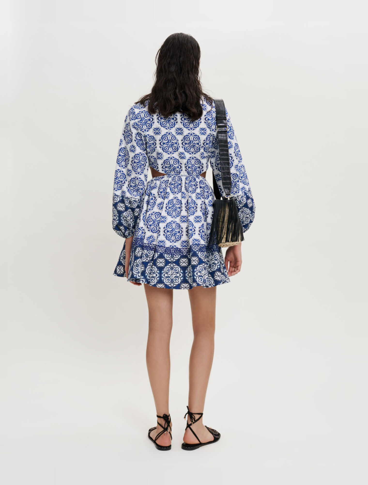 Printed cotton poplin dress
