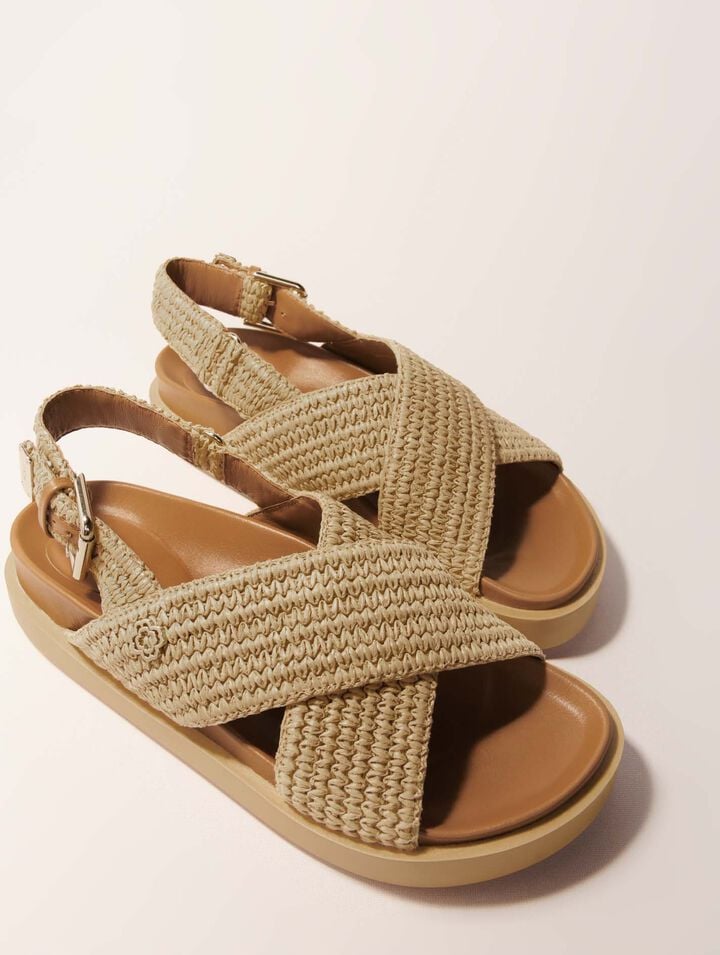 Raffia-effect flat sandals
