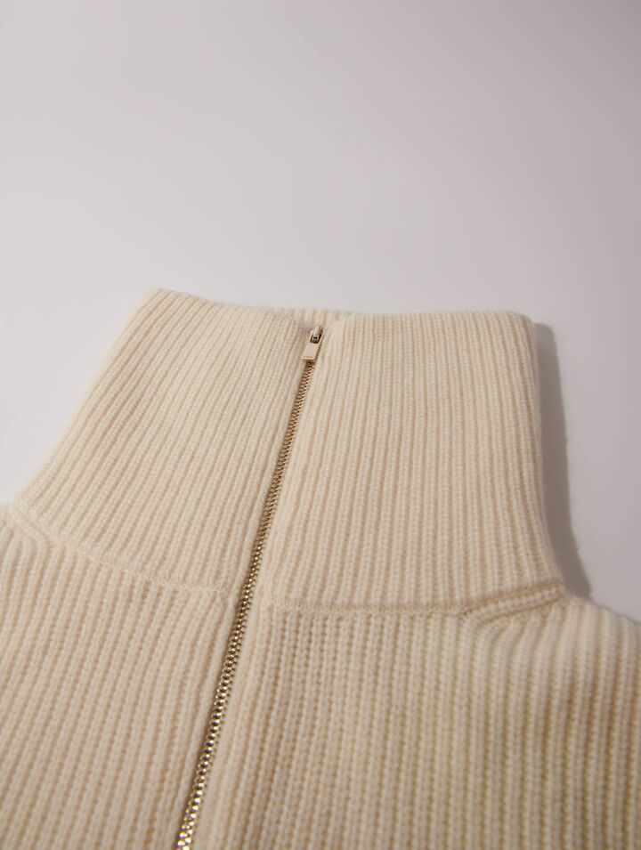 Col zippé en laine et cachemire