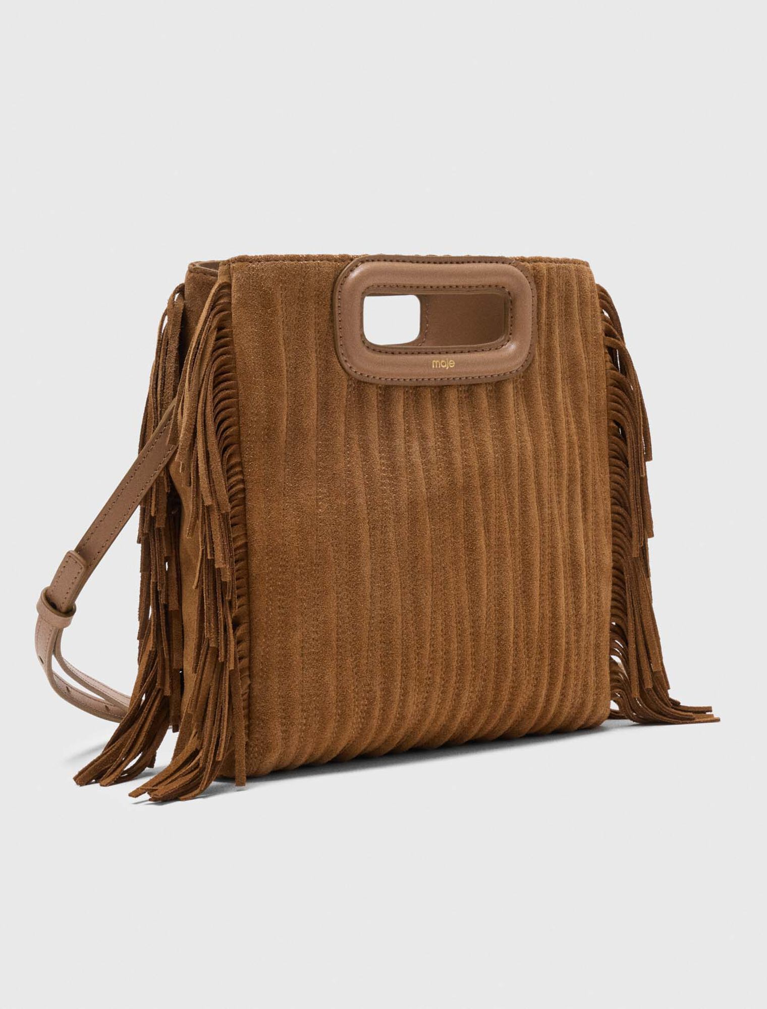 Quilted suede M bag