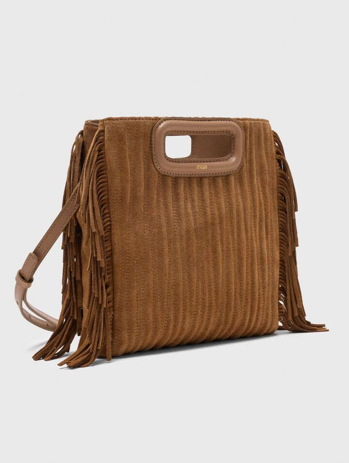Quilted suede M bag