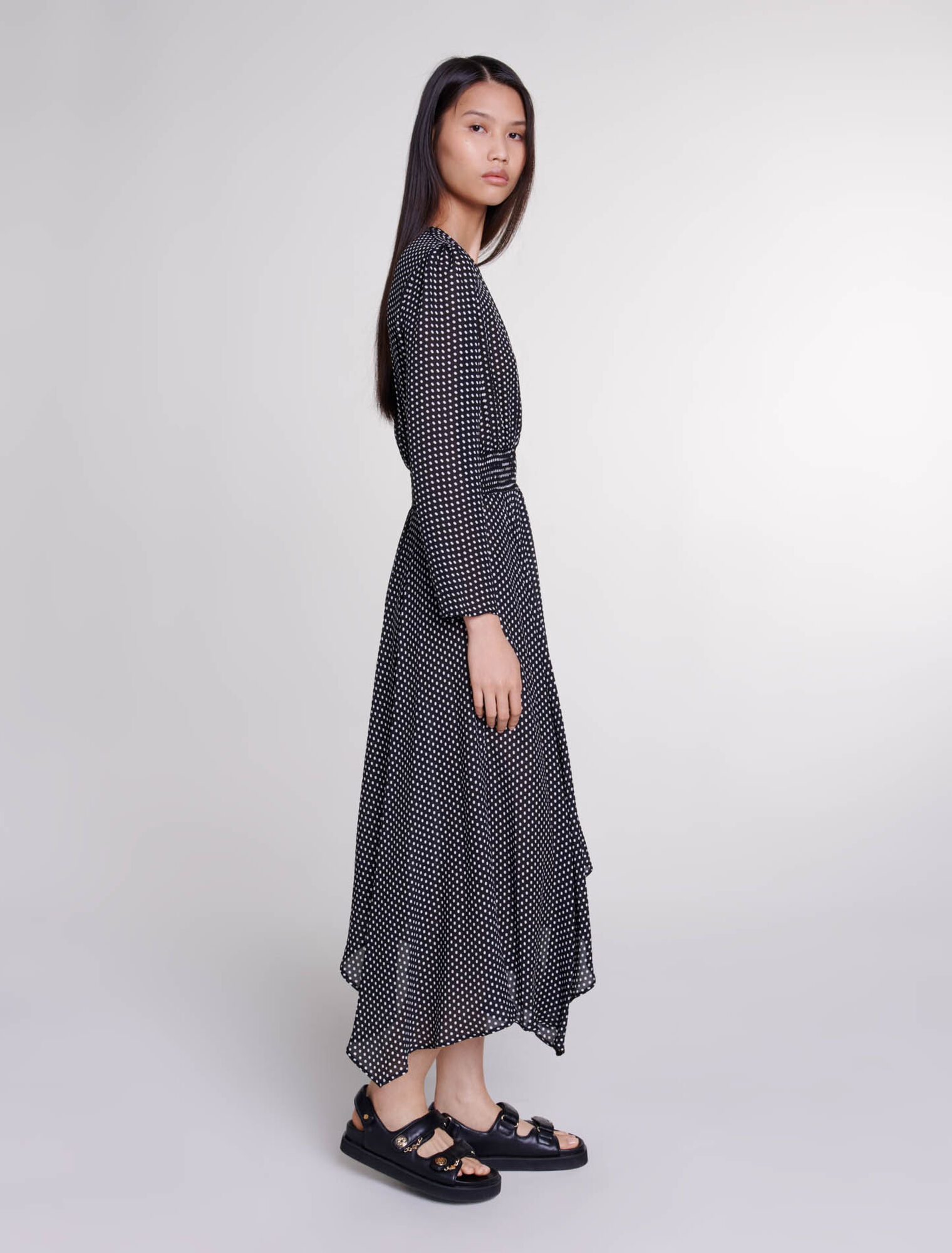 Robe mi-longue à pois
