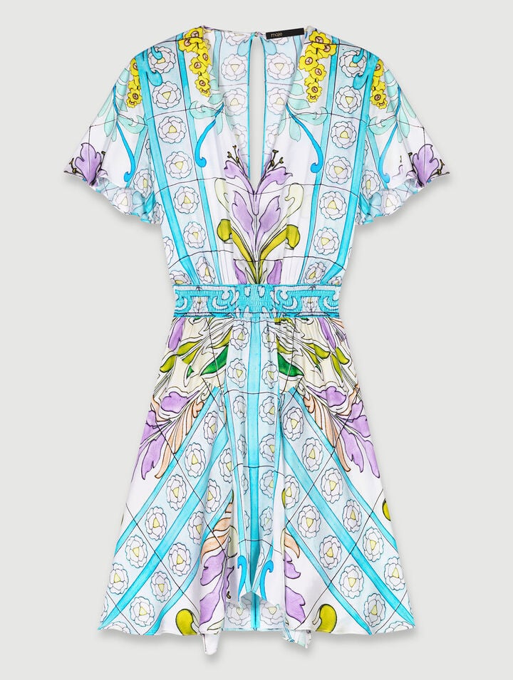 Robe courte imprimée satinée