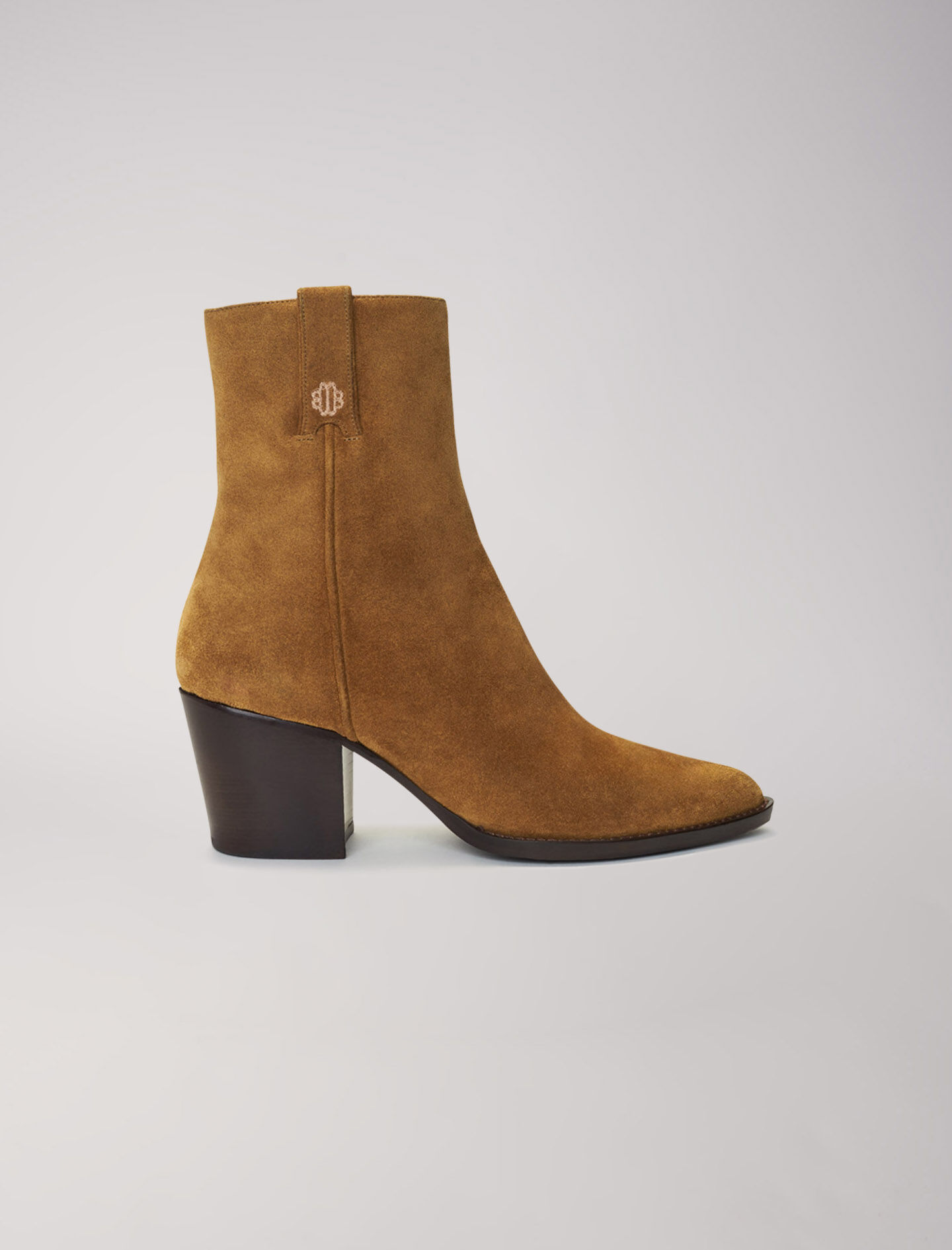 Cowboy boots in camel suede leather Brown For Women Maje