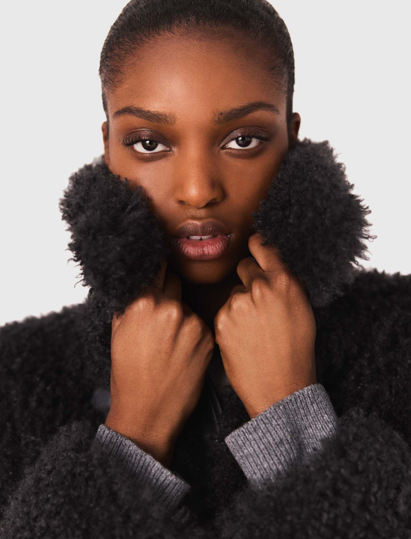 Short curly coat Black / Gray For Women | Maje