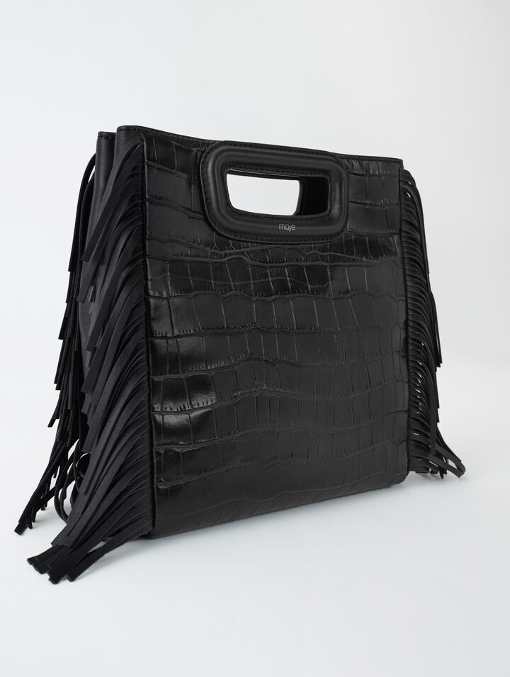 Sac M en cuir effet croco