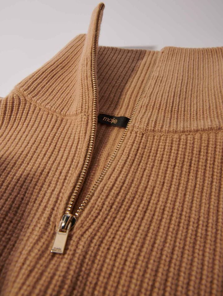 Col zippé en laine et cachemire