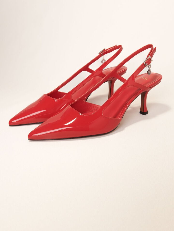 Escarpins slingback en cuir vernis