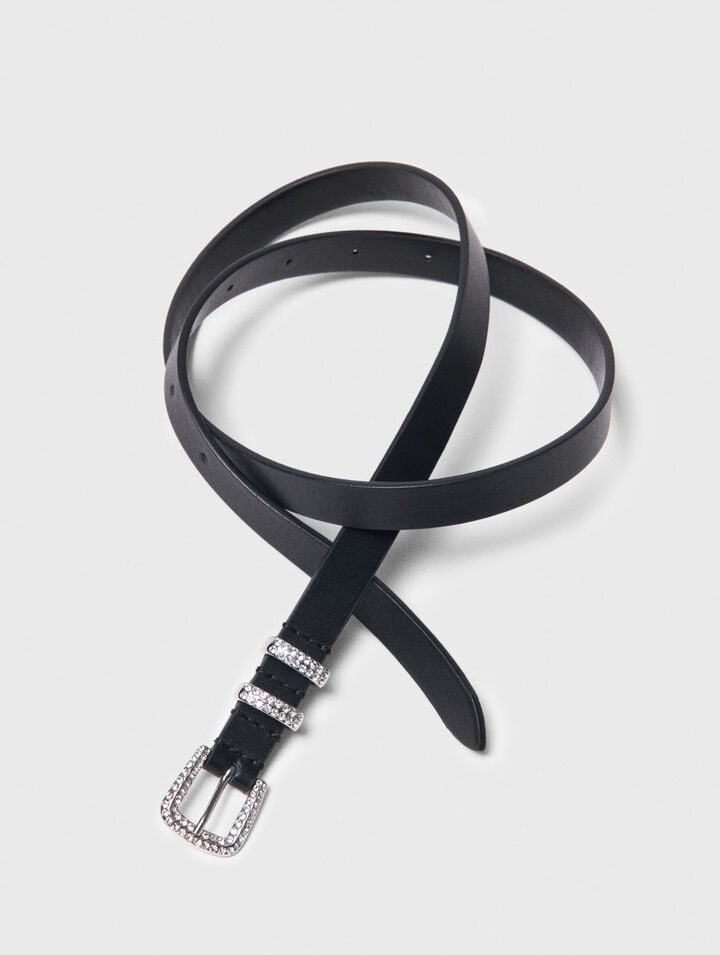 Ceinture fine à boucle strassée