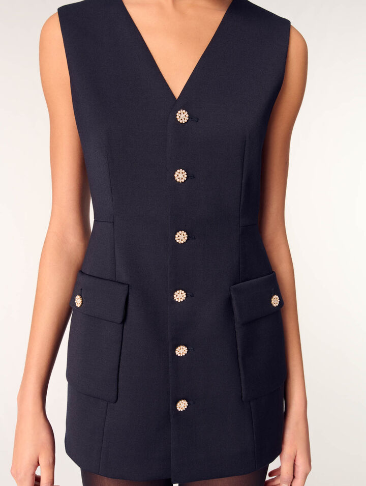 Layered-effect wool-blend jumpsuit