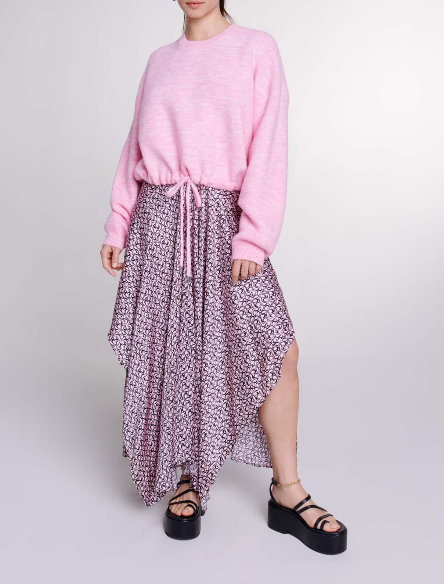 Pull court en maille &agrave; cordon