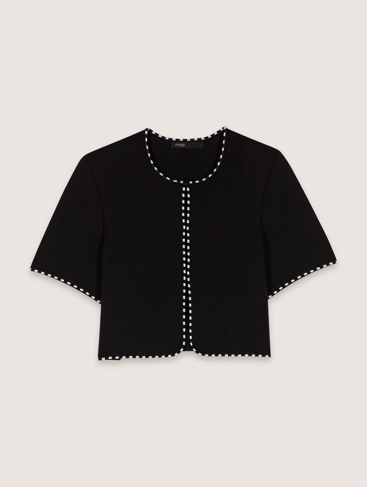 Cropped short sleeve cardigan