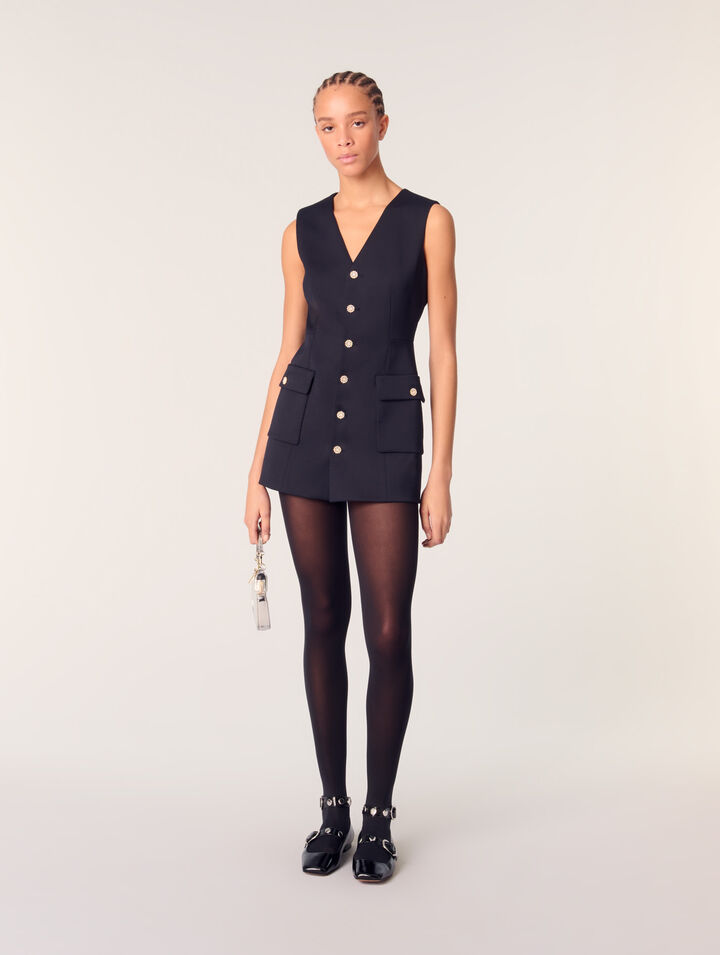 Layered-effect wool-blend jumpsuit
