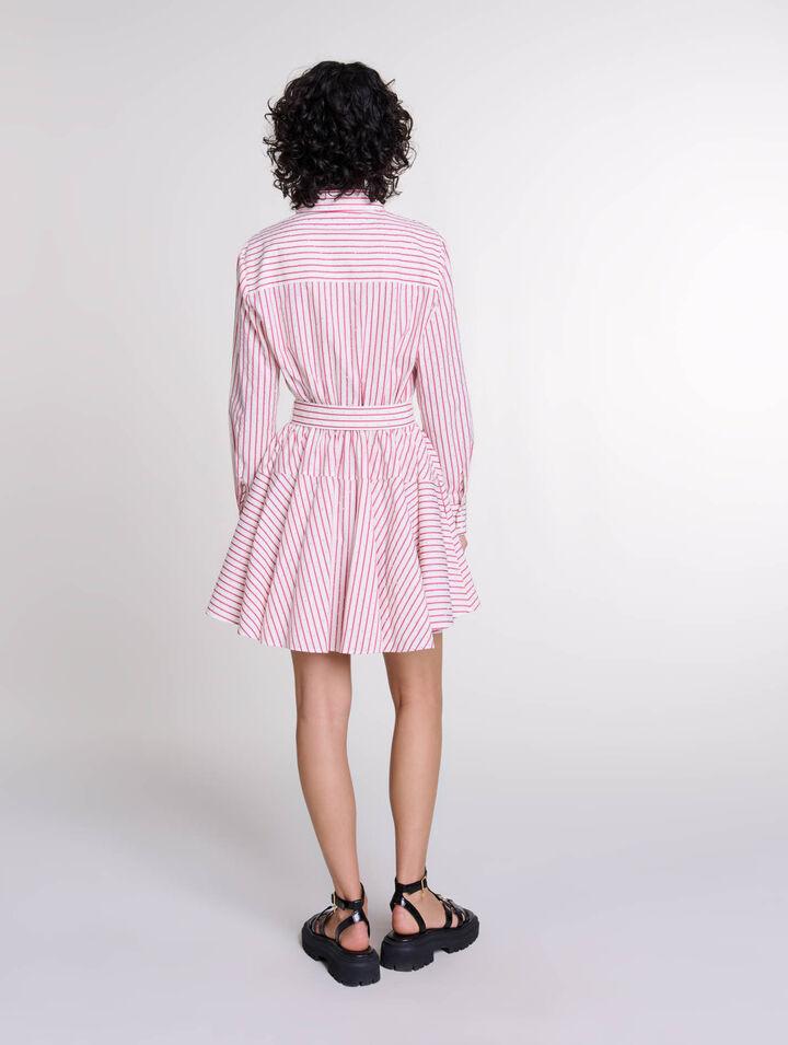 Robe courte à rayures et strass