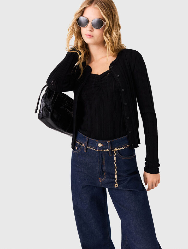 Pointelle knit twinset