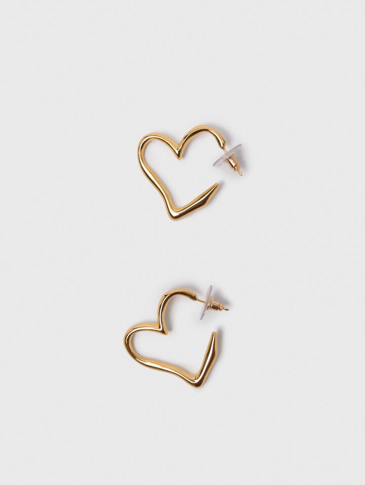 Gold-plated heart hoop earrings