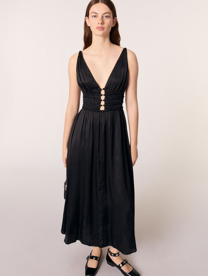 Openwork satin-effect dress