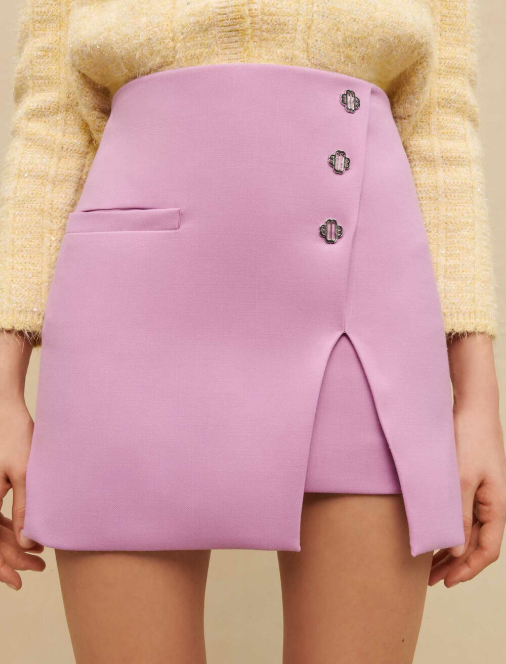 Short skirt with buttons Purple For Women | Maje