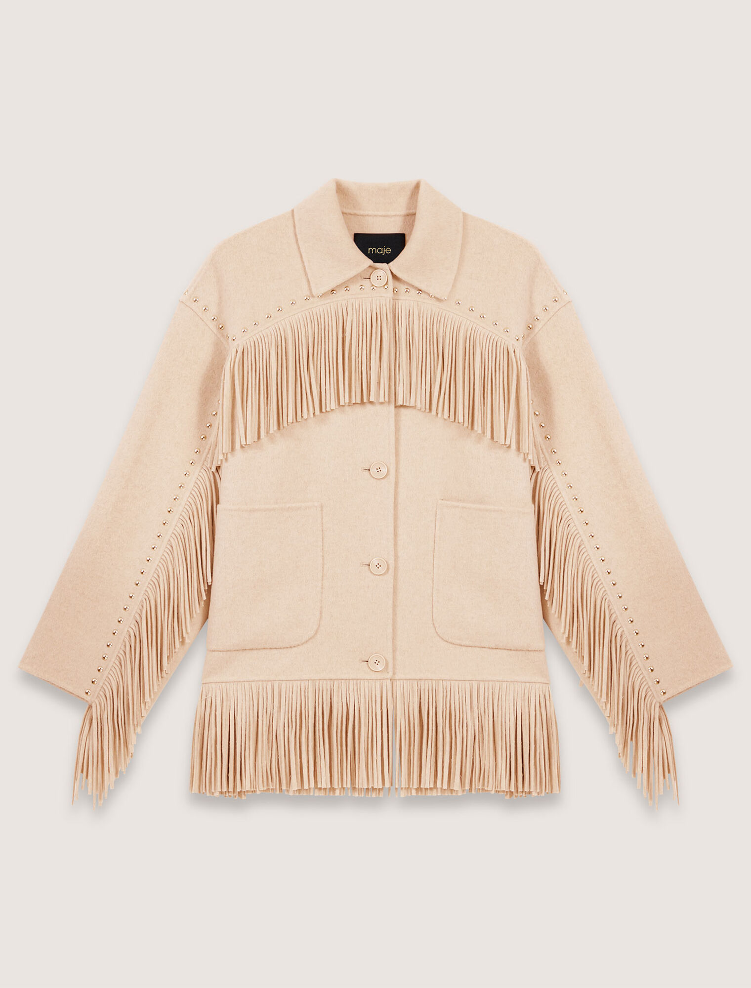 Manteau en double face à franges