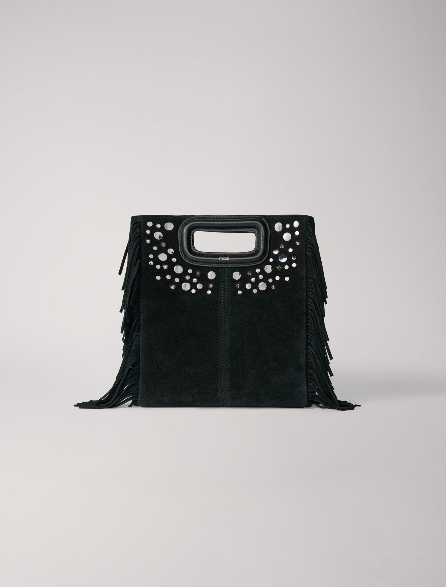 Fringed leather M bag