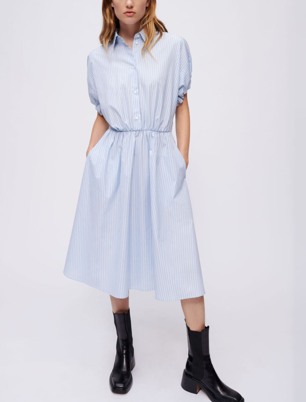 Blue striped shirt dress shop