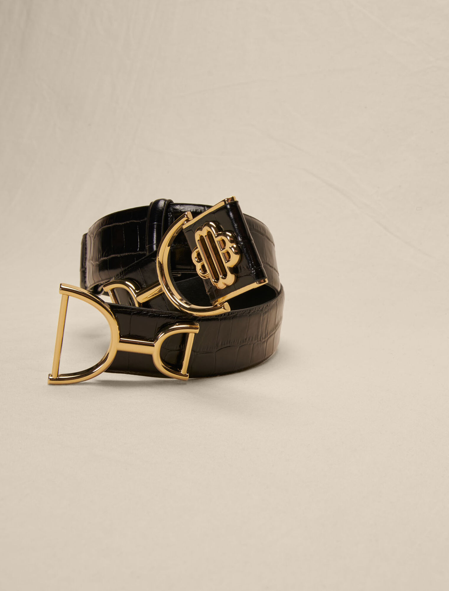 Ceinture large en cuir lisse