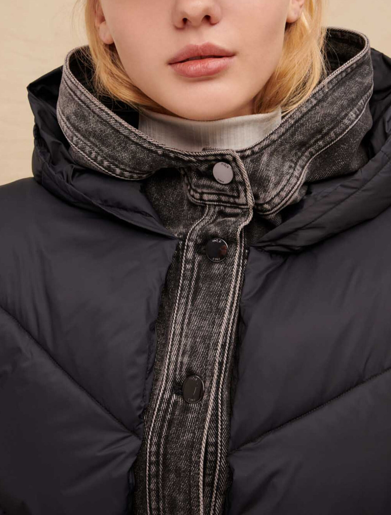 Blouson bi-matière noir