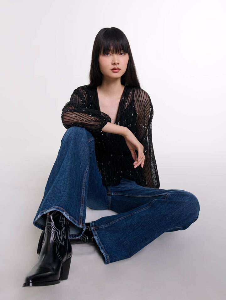 Top ceinturé à sequins