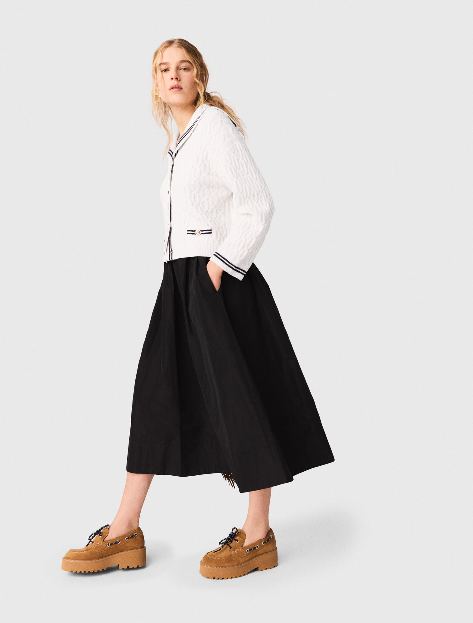 maxi skirt with contrast waistband