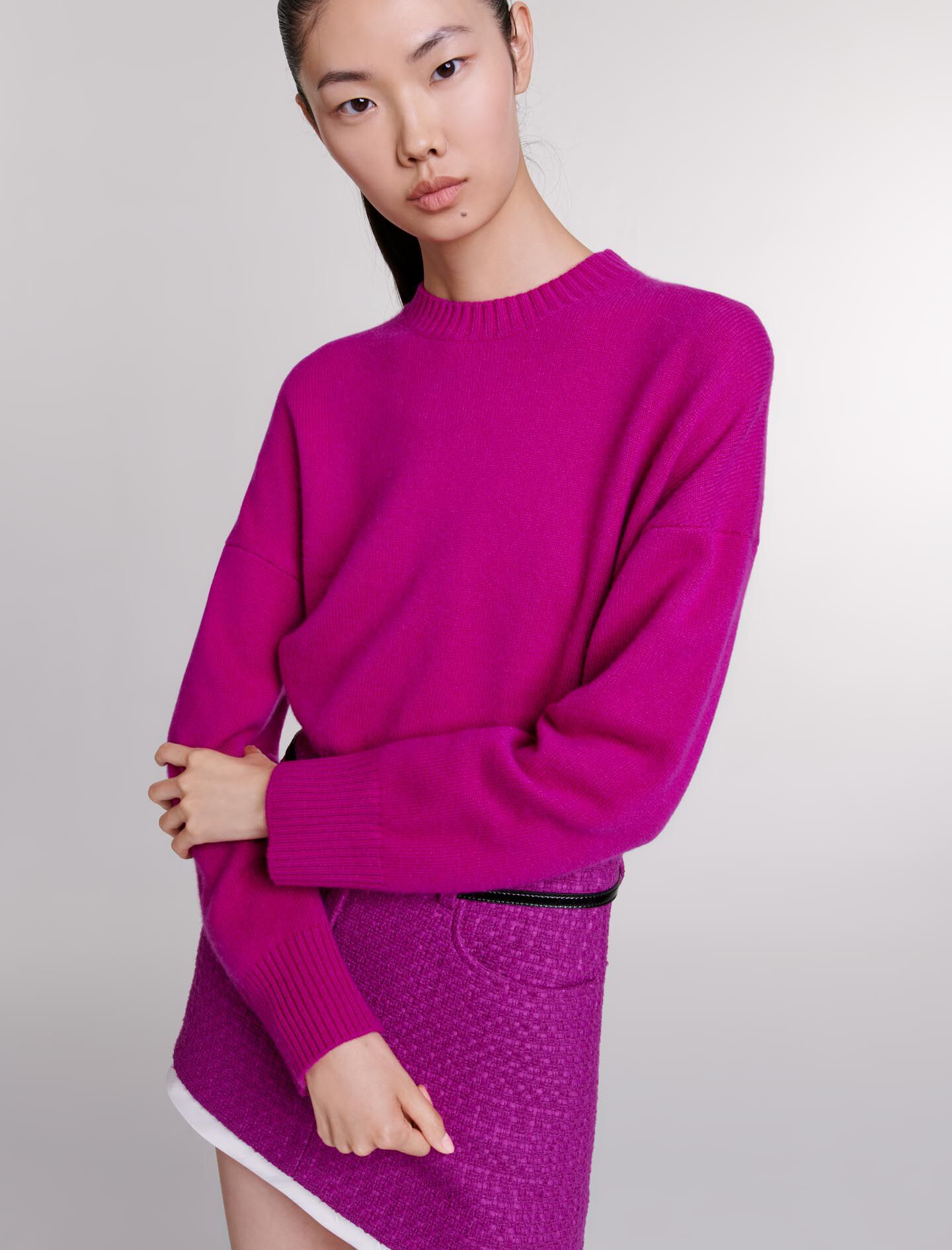 ★MARDI MERCREDI★TWEED A LINE SKIRT_PURPLE★ Tweed mini skirt