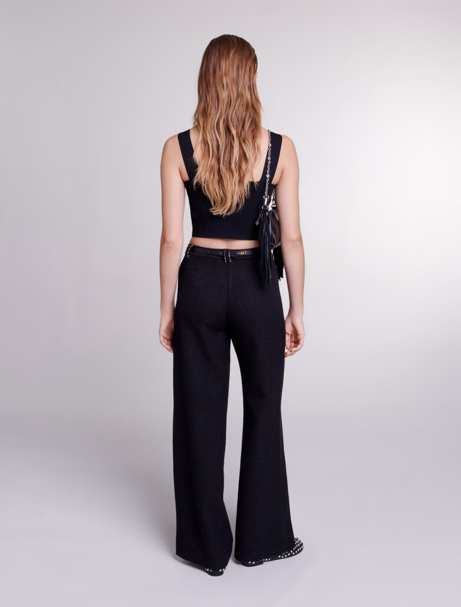 Pantalon large en tweed