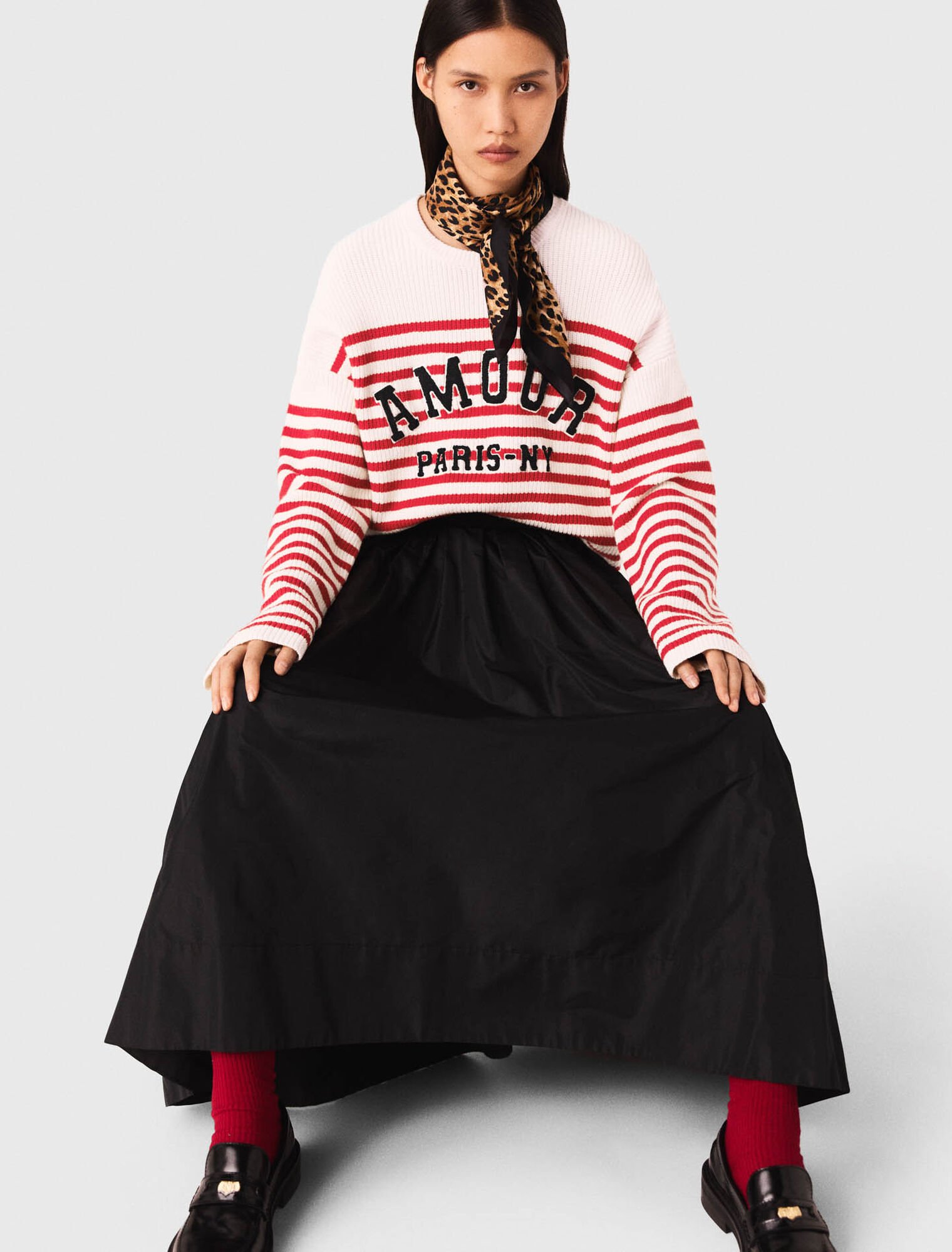 Jupe longue avec taille contrastée