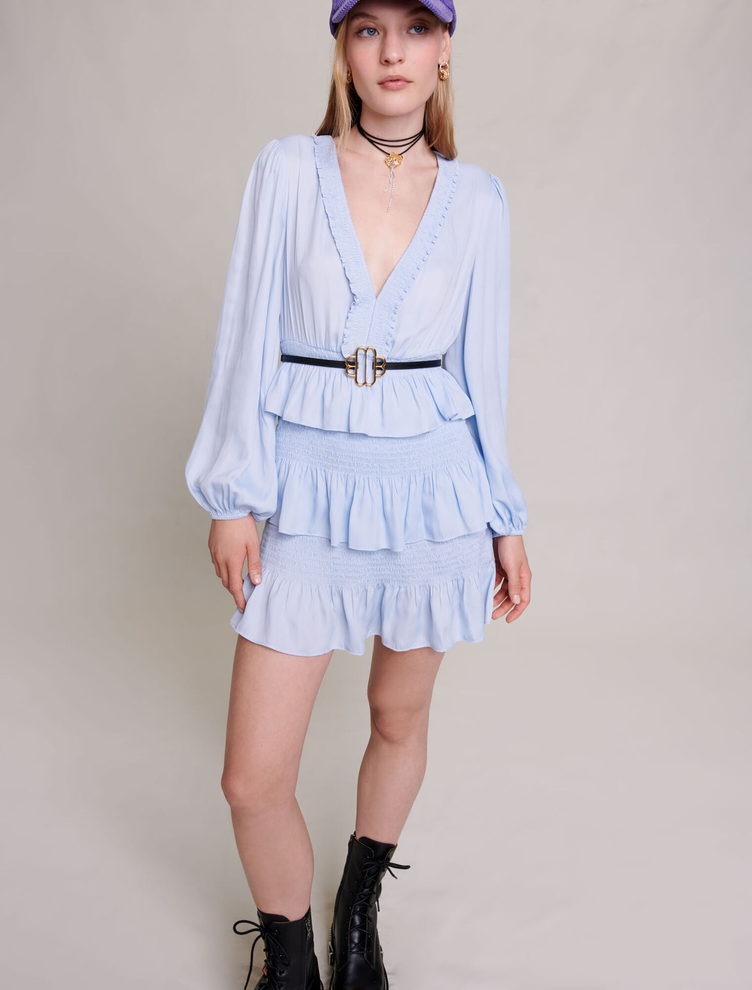 Robe à volants bleue