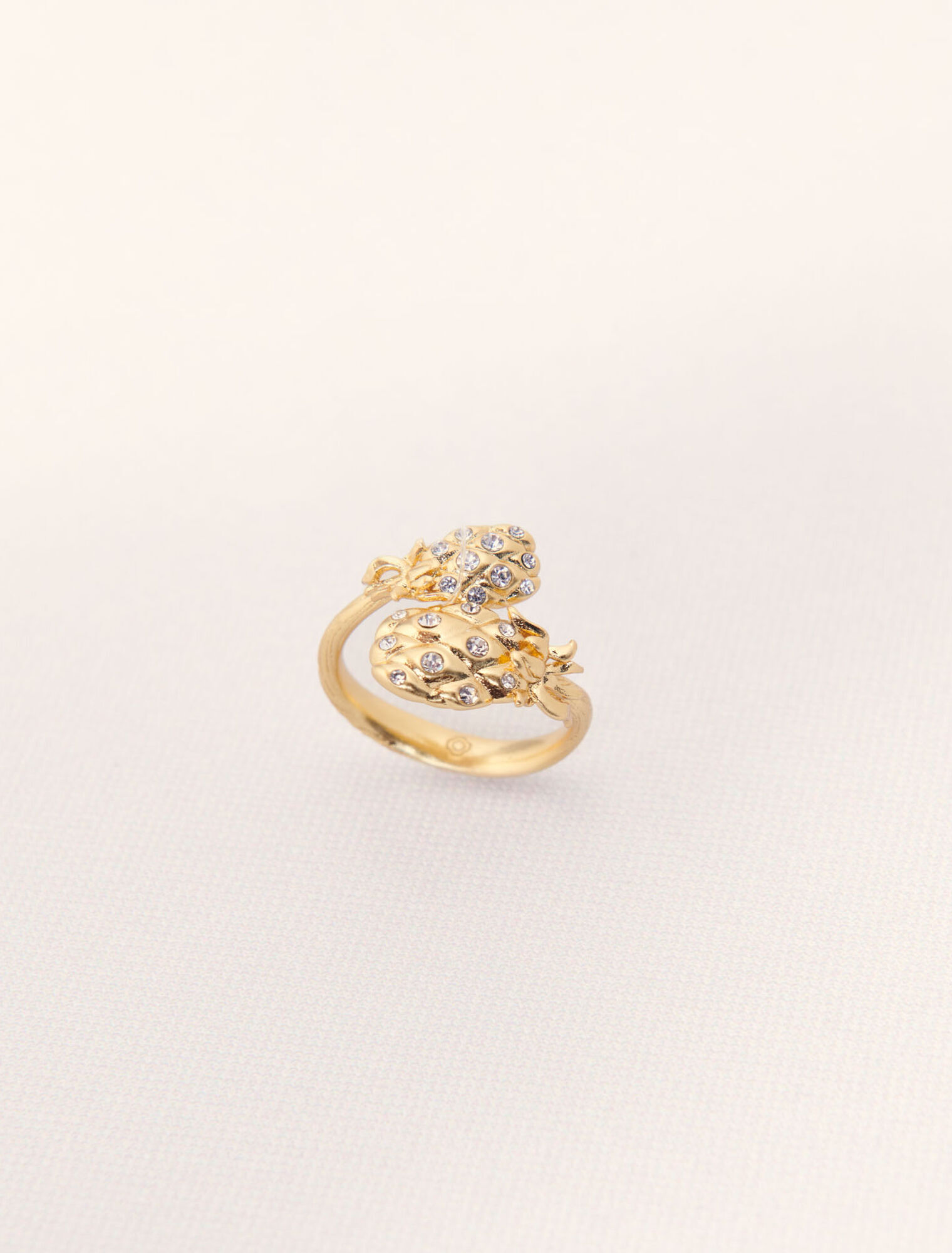 Bague double ananas &agrave; strass