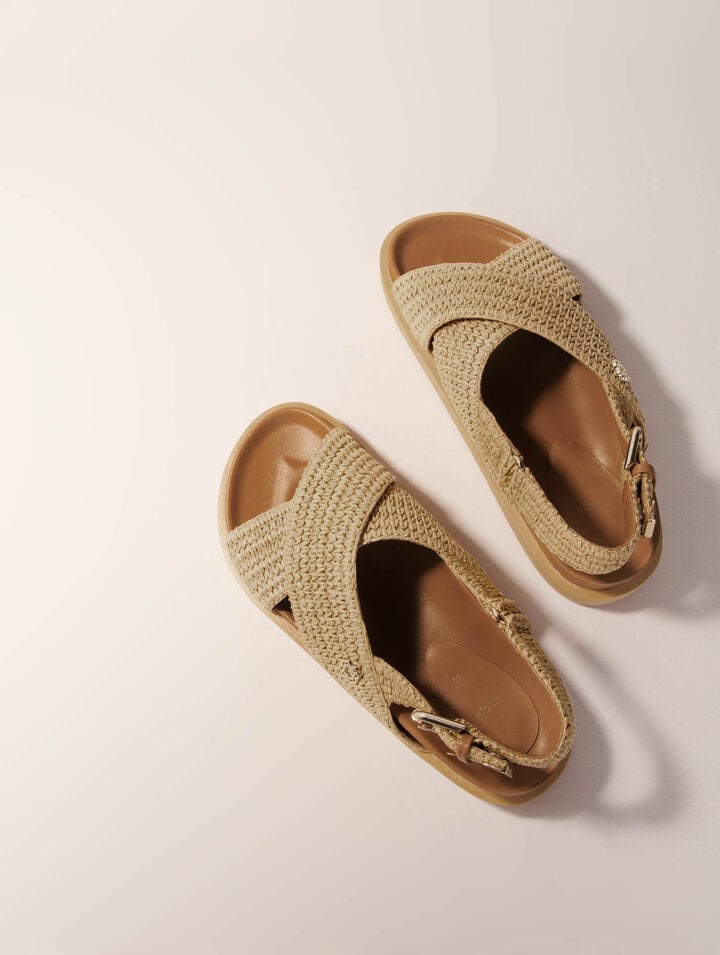 Raffia-effect flat sandals